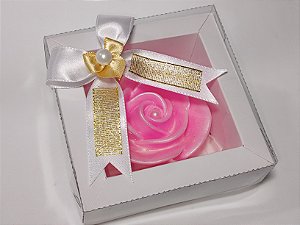 Lembrancinha Rosa Provençal: Sabonete Artesanal na Caixinha