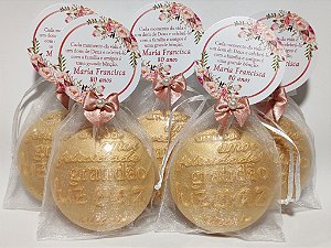 Lembrancinha de Aniversário 80 Anos: Sabonete Desejos de Gratidão G