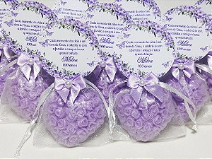 Lembrancinha de Aniversário 100 Anos: Sabonete Coração Floral