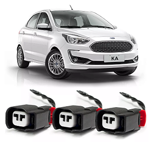 Plug Conector Chicote Bico Injetor Ford Ká 1.5 3cc 2015 a 2021 - Kit com 3 X