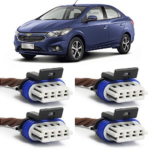 Plug Conector Chicote Bobina Ignição Chevrolet Onix Cobalt Prisma 1.0 1.4 - Kit com 4 X