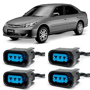 Plug Conector Chicote Bobina Ignição Honda Civic Accord CRV Até 2005 - Kit com 4
