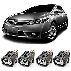 Plug Conector Chicote Bobina Ignição Honda New Civic Fit CRV - Kit com 4