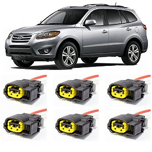 Plug Conector Chicote Bobina Ignição Hyundai Azera Santa Fé Tucson V6 - Kit com 6