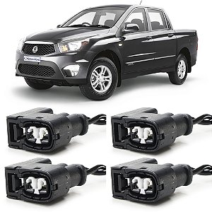 Plug Conector Chicote Bobina Ignição Ssangyong Actyon Kyron Rexton 2.3 2006 a 2011 - Kit com 4
