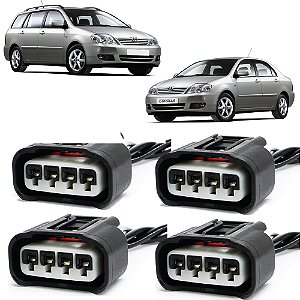 Plug Conector Chicote Bobina Ignição Toyota Corolla 2002 a 2008 - Kit com 4