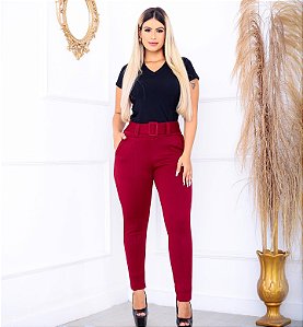 Legging jacquard linho  bordô
