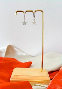 Brinco Prata 925 - Argola Estrella (Zircônias)