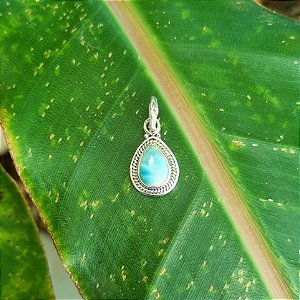 Pingente Gota em Prata 925 e Larimar