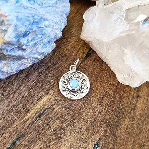 Pingente Mandala em Prata 925 e Larimar