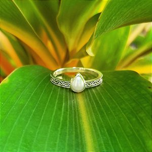 Anel Bali Gota em Prata 925 e Pérola Natural