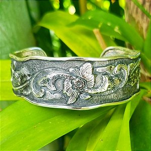 Bracelete Balinês Flor em Prata 925