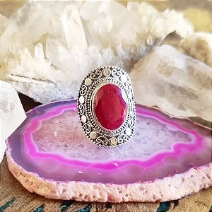 Anel Mandala em Prata 925 e Rubi