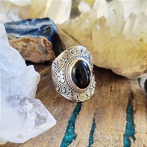 Anel Boho em Prata 925 e Ônix