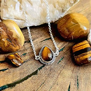 Pulseira Gota em Prata 925 e Olho de Tigre