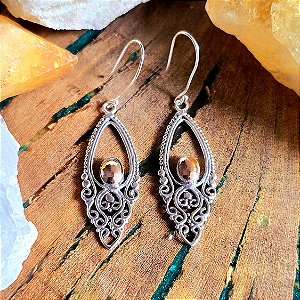 Brinco Arabescos em Prata 925 e Aplique em Ouro 18k