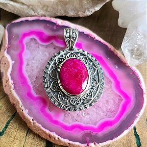 Pingente Mandala em Prata 925 e Rubi