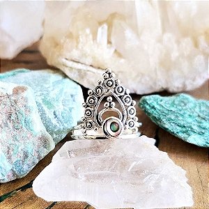Anel Coroa em Prata 925 e Abalone