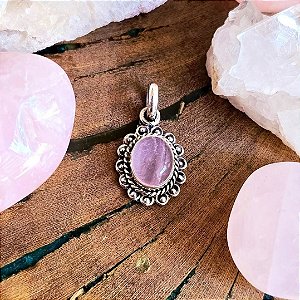Pingente Boho em Prata 925 e Quartzo Rosa