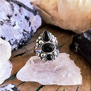 Anel Boho em Prata 925 e Ônix