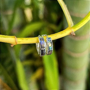 Brinco Argola Fecho Click em Prata 925 e Abalone