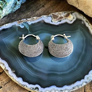 Brinco Argola Boho Abaloada em Prata 925