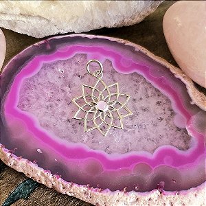 Pingente Mandala em Prata 925 e Quartzo Rosa