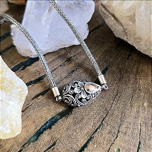 Pulseira Balinesa Flor em Prata 925 e Aplique em Ouro 18k