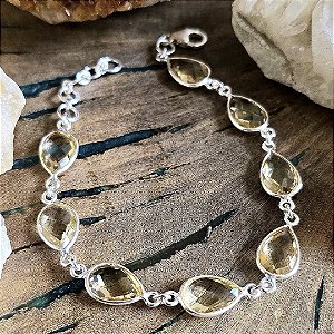 Pulseira Gota em Prata 925 e Citrino
