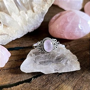 Anel Boho em Prata 925 e Quartzo Rosa