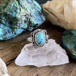 Anel Boho em Prata 925 e Howlita Turquesa