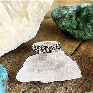 Anel Aliança Flores em Prata 925