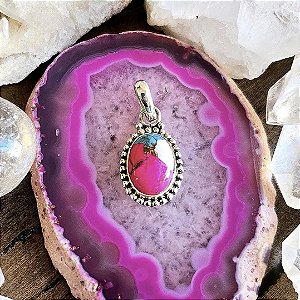 Pingente Boho Oval em Prata 925 e Turquesa Ostra