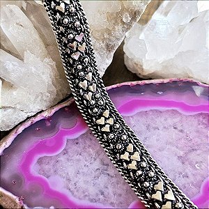 Pulseira Bali Pikun Tapetinho Corações em Prata 925