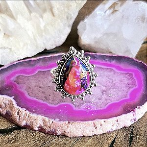 Anel Boho Gota em Prata 925 e Turquesa Ostra