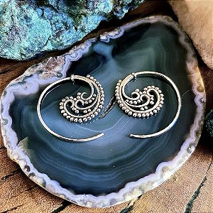 Brinco Argola Tailandesa Espiral em Prata 925