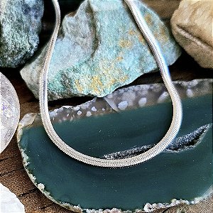 Corrente Rabo de Gato Achatada em Prata 925