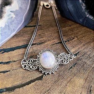 Pulseira Balinesa em Prata 925 e Pedra da Lua