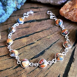 Pulseira Losangos em Prata 925 e Turquesa Ostra