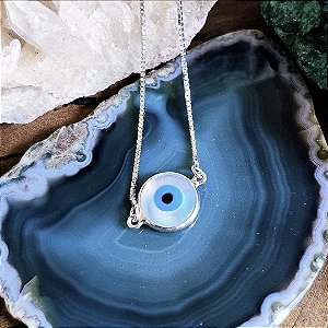 Pulseira Olho Grego em Prata 925 e Madrepérola