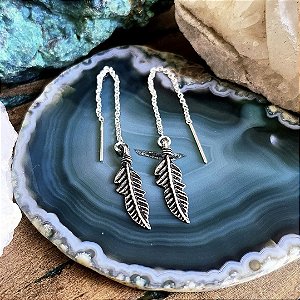 Brinco Fio Pena em Prata 925