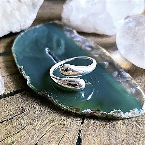 Anel Aberto Gotas em Prata 925