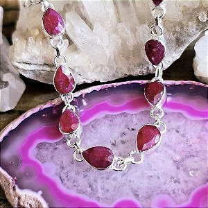Pulseira Gota em Prata 925 e Rubi
