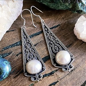 Brinco Boho em Prata 925 e Pérola de Cultivo