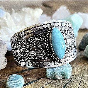 Bracelete Balinês em Prata 925 e Amazonita