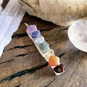 Pingente Chakras em Prata 925, Selenita e Pedras Naturais