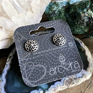 Brinco Pequeno Mandala Flor em Prata 925