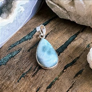 Pingente Gota em Prata 925 e Larimar