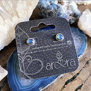 Brinco Pequeno Boho em Prata 925 e Calcedônia
