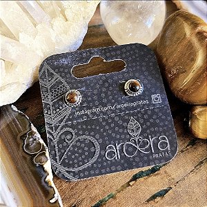 Brinco Pequeno Boho em Prata 925 e Olho de Tigre